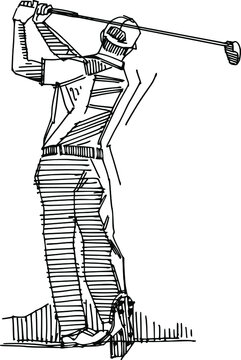 the vector sketch illustration of the golf player