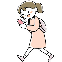 歩きスマホをする若い女性