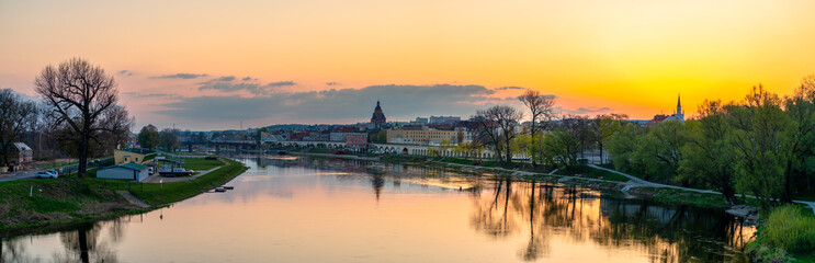 Fototapeta na wymiar Gorzow Wielkopolski city skyline viewed at sunset. Poland