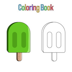 Coloring book. Cartoon ice cream for kids activity colouring pages. Vector illustration