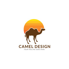 camel logo design template,vintage camel vector illustration