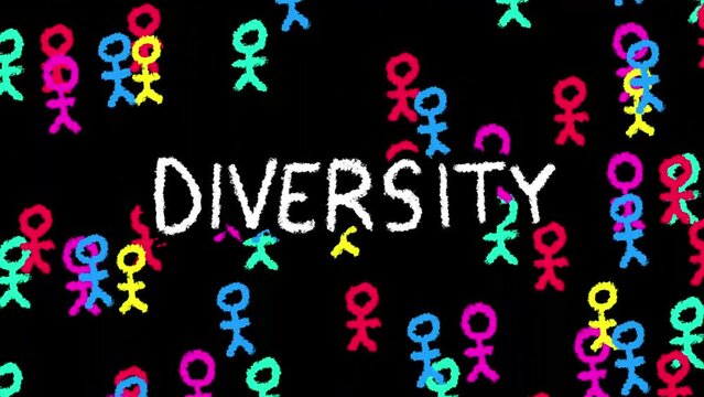 Diversity Concept People of Different Colors Chalkboard Animation