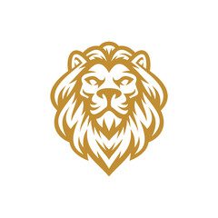 Lion head mascot logo design. Lion line art vector illustration