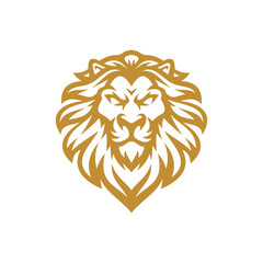 Lion head mascot logo design. Lion line art vector illustration