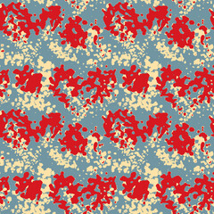 Obraz premium Classic marine blue red yellow seamless texture. Modern retro swim wear fashion allover print. Memphis style masculine grunge abstract background. High quality jpg swatch.