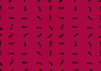 Woman seamless shoes and lipstick pattern for wrapping paper and clothes print and notebooks and shops and hobbies
