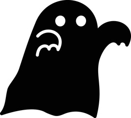 おばけのかわいいシルエットイラスト。ハロウィンの挿し絵用。