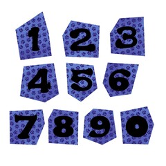 Set with cartoon numbers for kids and hobbies and packaging and fabrics and wrapping paper and notebooks