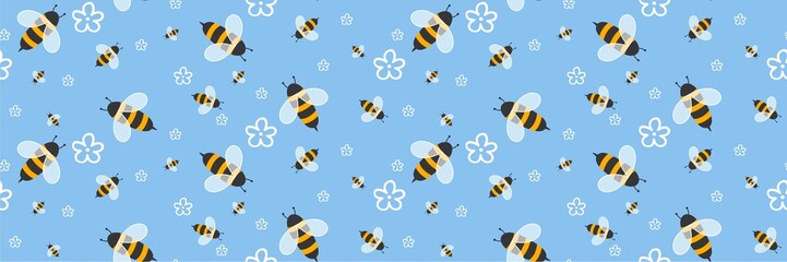 Kids seamless bee pattern for fabrics and packaging and gifts and cards and linens and wrapping paper