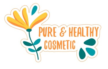 Pure and healthy cosmetics, flower emblem icon