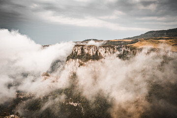 Sea of clouds on top of the mountain.