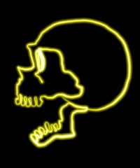 Illuminate skull in yellow and dark background