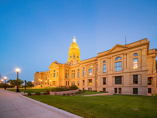 Fototapeta premium Sunset view of the beautiful Wyoming State capitol building