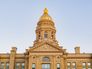 Sunset view of the beautiful Wyoming State capitol building