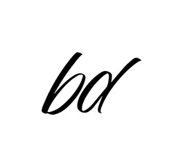 Fototapeta na wymiar Vector Initial Letters Logo Script Handlettering Calligraphy Style bd
