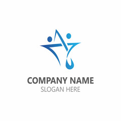 People Star logo design concept combination template vector