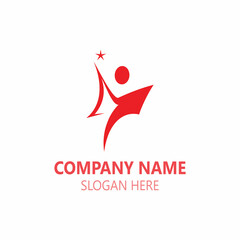 People Star logo design concept combination template vector