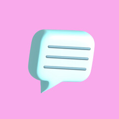 3D comment, message, chat icon button in blue and pink color background for  social and digital media