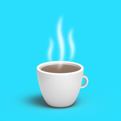 3D cute coffee mug icon button for  social and digital media