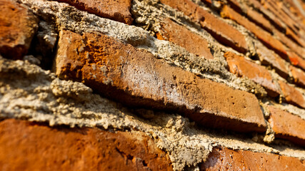 A view of abstract arranged brick wall.