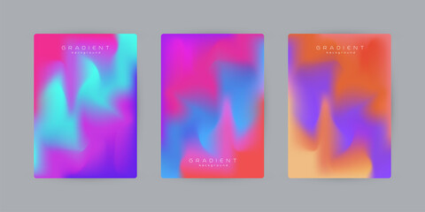 Group of Abstract fluid shapes isolated on white with colorful curves gradient background, and three modern gradient design and Applicable vector used in wallpaper