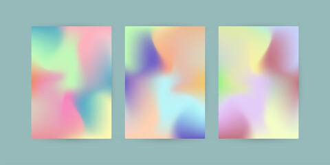 Set of colorful pastel abstract curve design in gradient templae, three pastel style of modern pattern template for soft color design, vector and illustration graphic elements