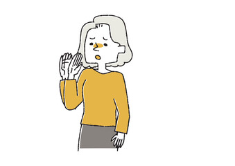 手を振って拒否する女性　不快な感情をあらわにする人