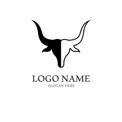 bull horn logo with template vector style.