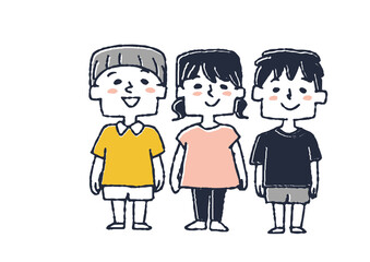 並んで笑っている子供たち　笑顔の保育園、幼稚園生活