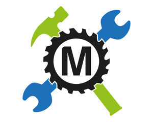 M Gear logo vector full color template Icon