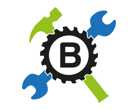 B Gear logo vector full color template Icon