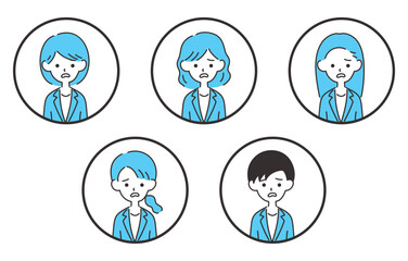 女性のビジネスマン　アイコンセット　ショック