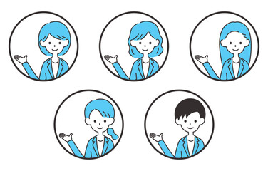 女性のビジネスマン　アイコンセット　案内