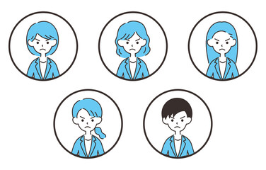 女性のビジネスマン　アイコンセット　怒る