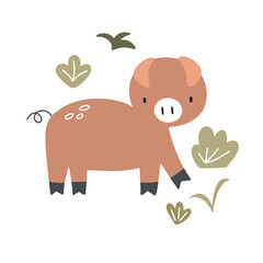 cute pig isolated on white background vector illustration for your design