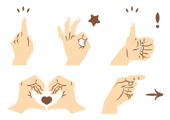 ハンドサインのカラーイラスト【セット】