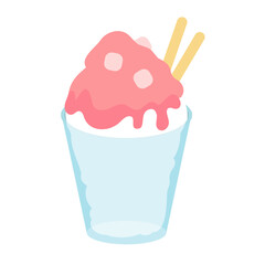 いちごシロップのかかったフラッペ