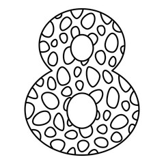 8. Arabic numerals coloring book for kids. Hand Drawn Arabic Figures From One till Nine. Hand Drawn Script numbers from 0 to 9 in style of doodles on a white background. Numeral. Vector illustration