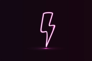 lightning 3d render electric power symbol, retro neon glowing sign isolated on black background, ultraviolet light, electric lamp, speed metaphor, electricity icon, fluorescent