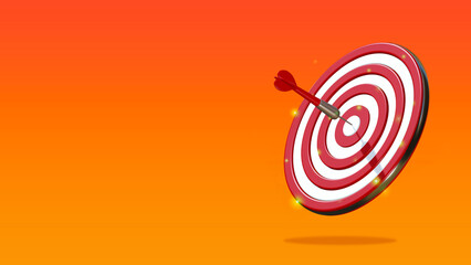 3D render target with arrow on colorful background