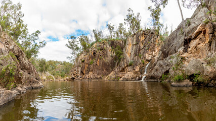 Fototapeta na wymiar Natural Australian bush landscape in Queensland, Australia. Taken at Crows Nest Falls.