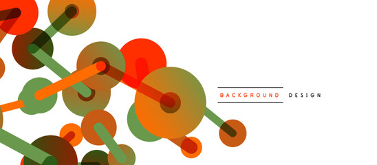 Line points connections geometric abstract background. Circles connected by lines. Trendy techno business template for wallpaper, banner, background or landing