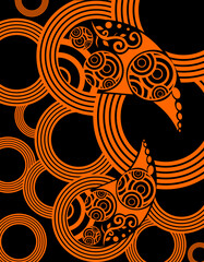 abstract image,orange color rings with black background