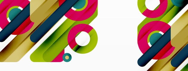 Lines geometric background. Stripes and rings composition business template for wallpaper, banner, background or landing