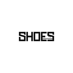 Shoes word, negative space. Typography logo design.
