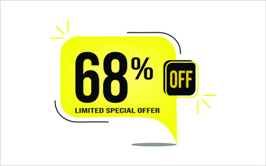 68% off a yellow balloon with black numbers. Flag with percentage numbers