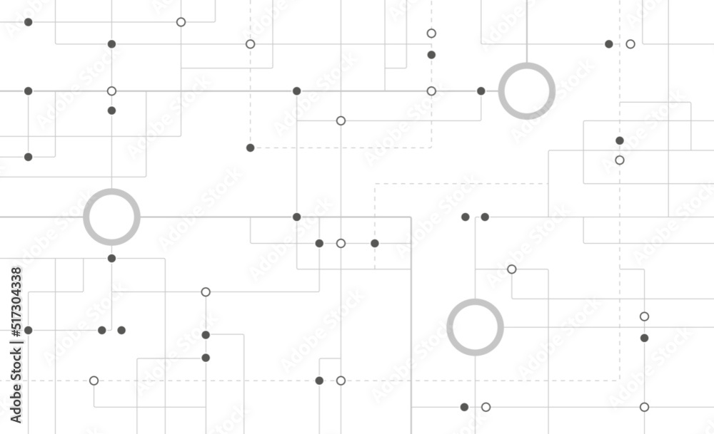 Poster Technology circuit board connected dots and lines background template. Concept blockchain linked global digital database graphic vector