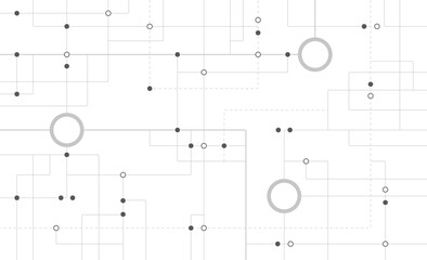 Technology circuit board connected dots and lines background template. Concept blockchain linked global digital database graphic vector