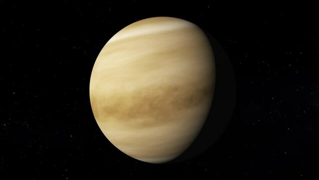 Zooming to Planet Venus. Realistic 3D render of Venus and stars. [ProRes - UHD 4K]