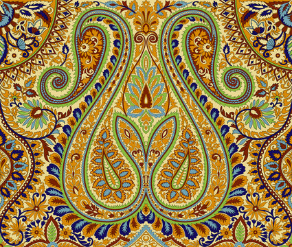Seamless beautiful ethnic Paisley pattern silky allover design
